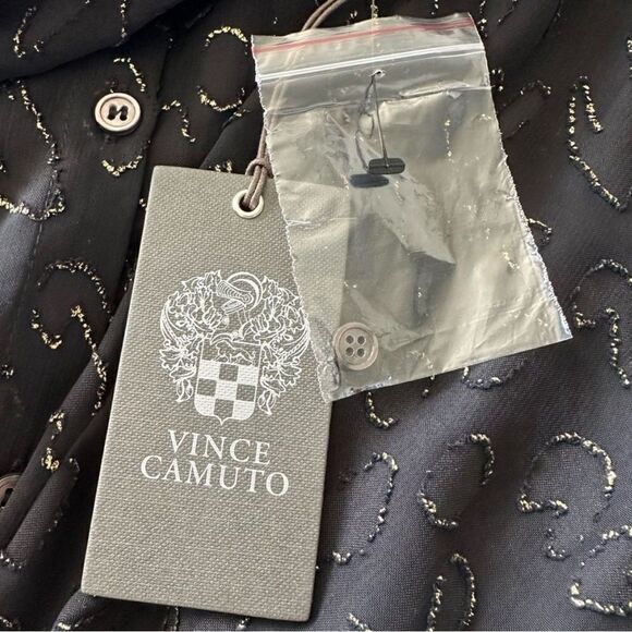 Vince Camuto Leopard Devore Collared Black Blouse Shirt Long Sleeve XL Black - Picture 7 of 7